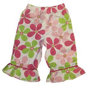 Vintage Girl's Kelly's Kids Floral Ruffle Bottom Pants Size Small 5-6 Cotton Ble